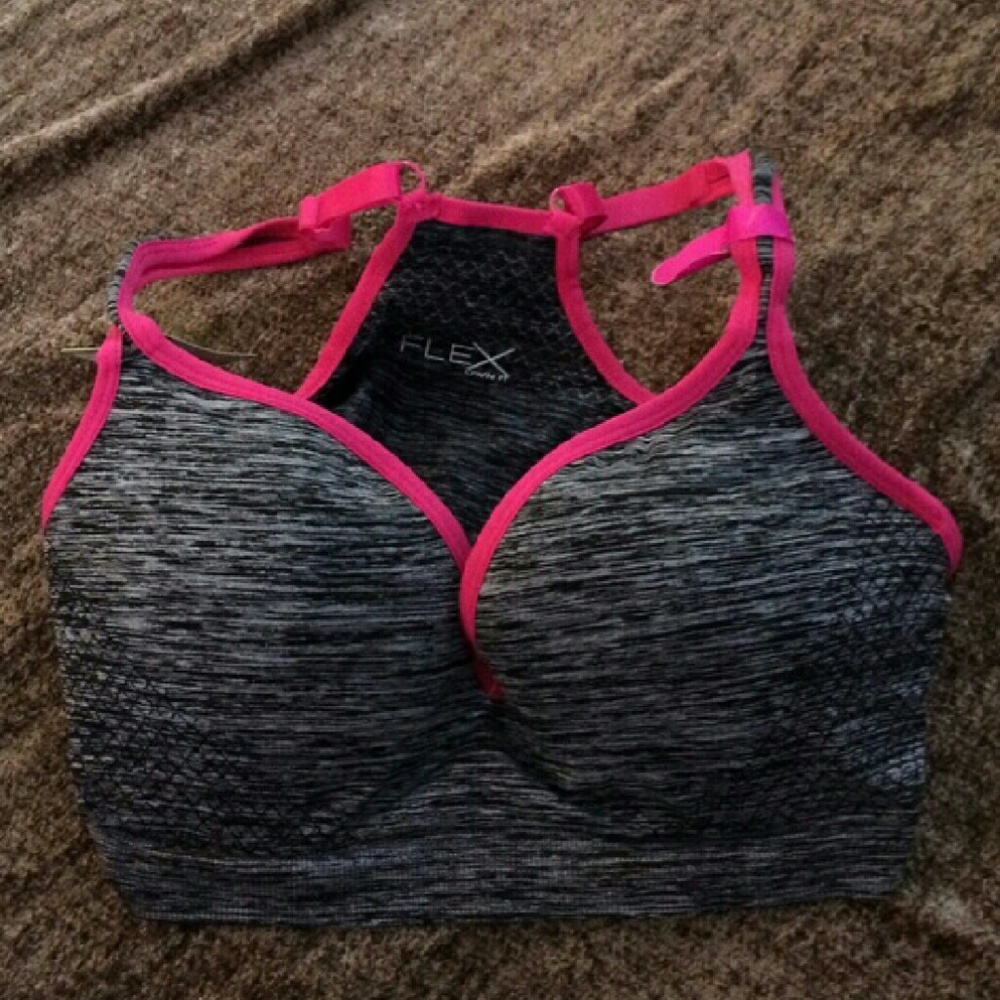 Pink and Black Racerback Sports Bra